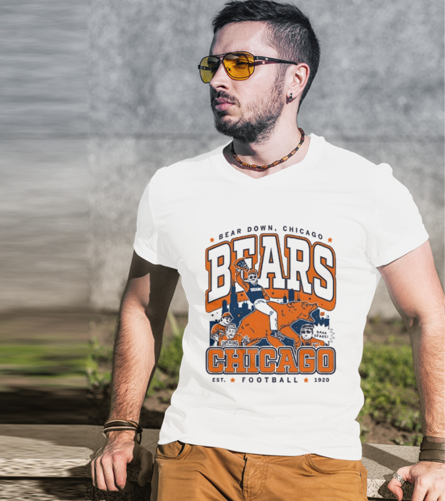 Bear Down Chicago Bears Football Est 1920 Skyline T-Shirt