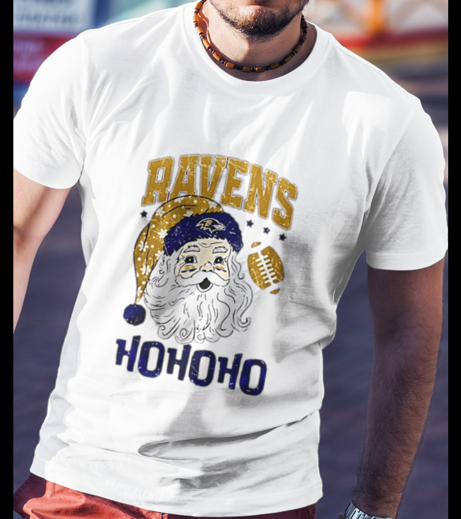 Baltimore Ravens Santa Claus Ho Ho Ho Merry Christmas T-Shirt