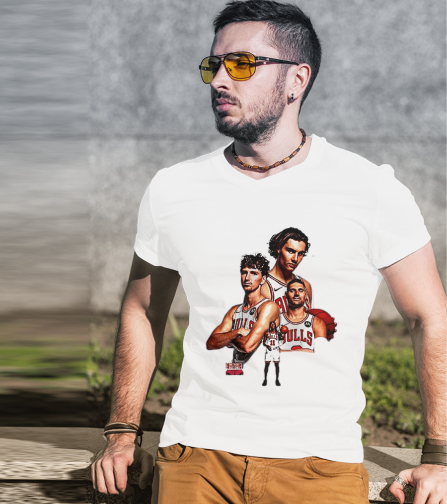 Classic Chicago Bulls NBA 2025 Season Opener Players Montage T-Shirt