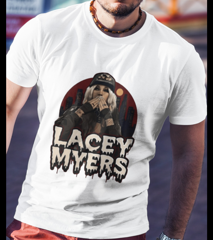 Lacey Myers City Skyline Red Moon Horror T-Shirt