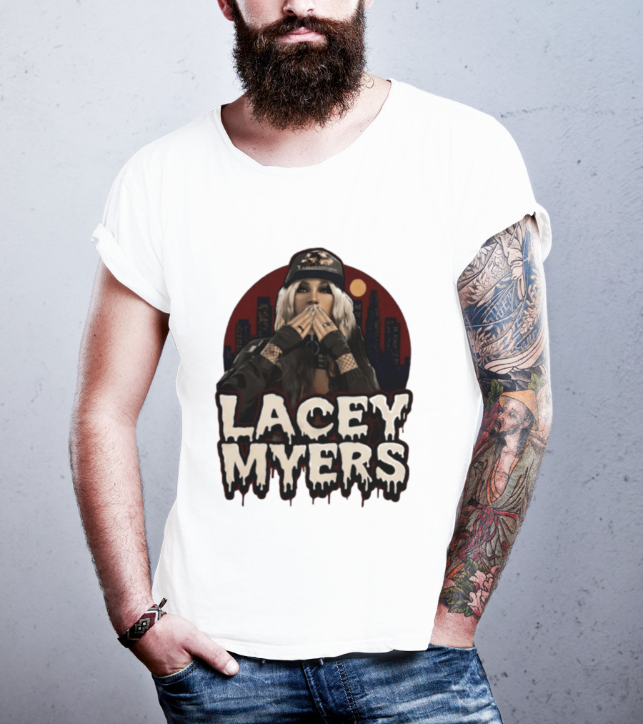 Lacey Myers City Skyline Red Moon Horror T-Shirt