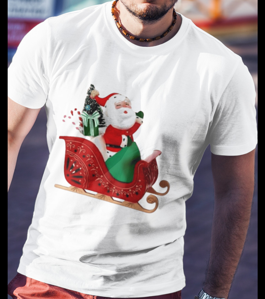 Santa Showtoppers Mini Tree Hallmark White Sleigh Christmas Scene T-Shirt