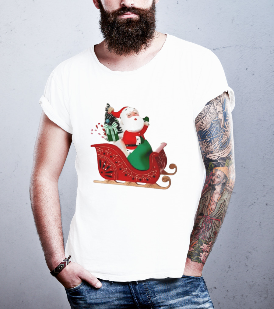 Santa Showtoppers Mini Tree Hallmark White Sleigh Christmas Scene T-Shirt