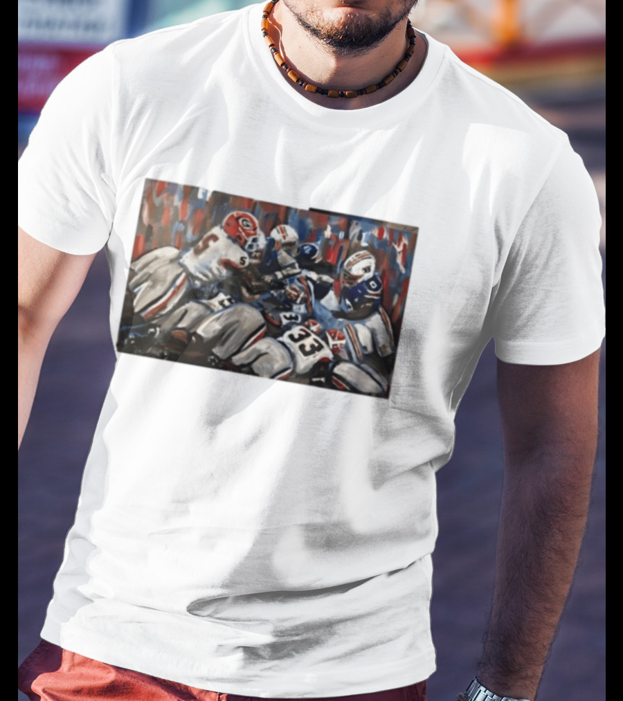 Georgia Bulldogs Auburn Tigers College Football Rivalry Game Day Action T-Shirt