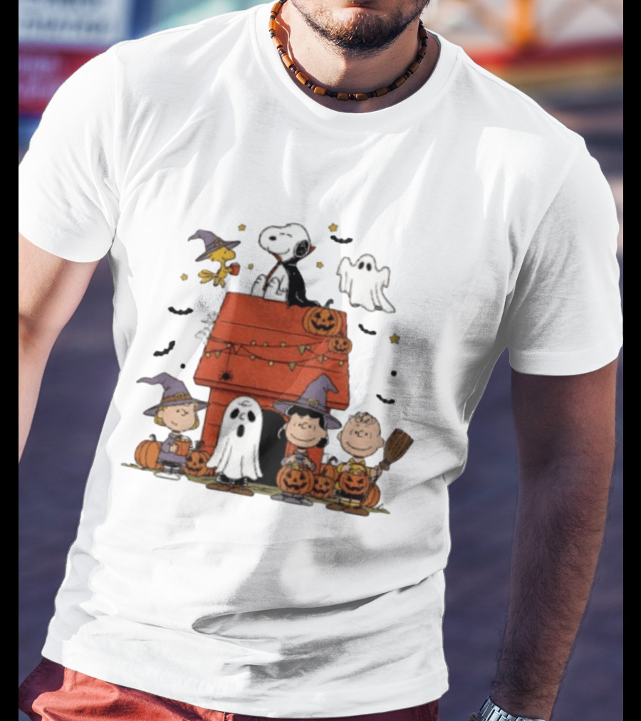 Snoopy Halloween Woodstock Ghost Pumpkins Charlie Brown Lucy 2025 T-Shirt