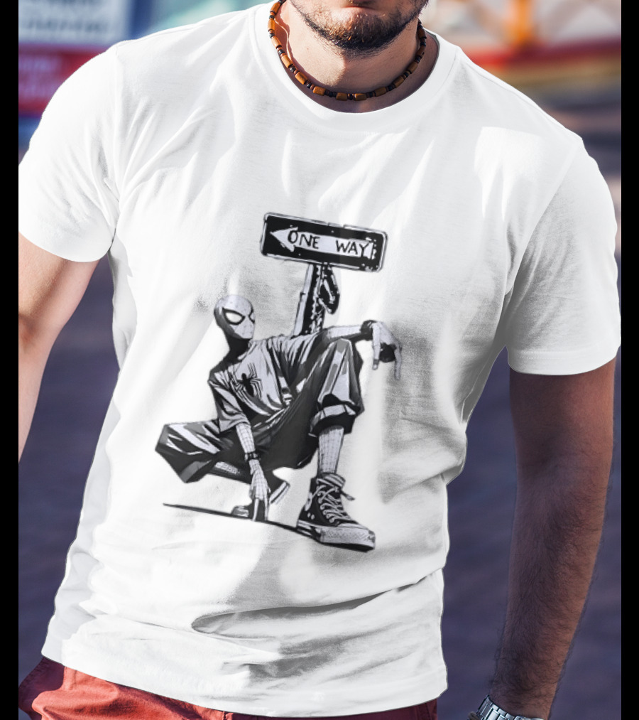 Spider Man One Way Street Pose Marvel Super Hero Converse Sneakers T-Shirt