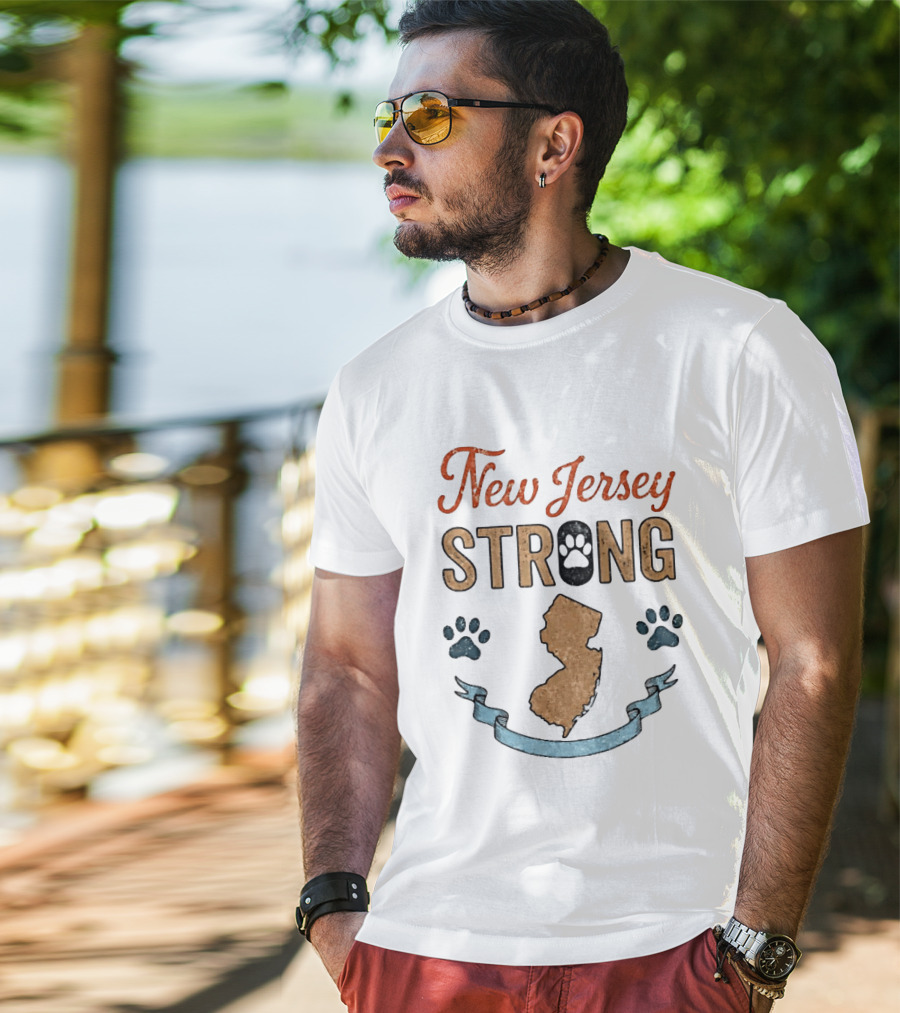 New Jersey Strong Standwithoscar Paw Print State Pride T-Shirt
