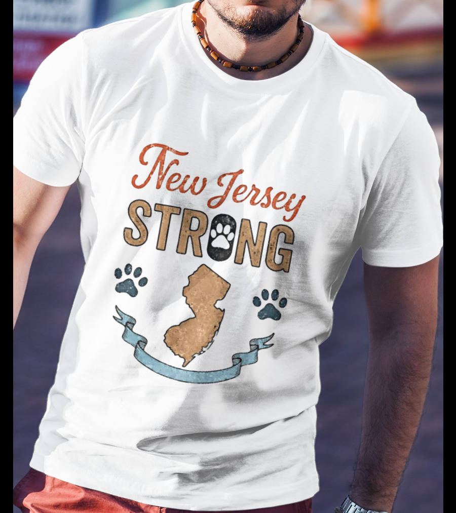 New Jersey Strong Standwithoscar Paw Print State Pride T-Shirt