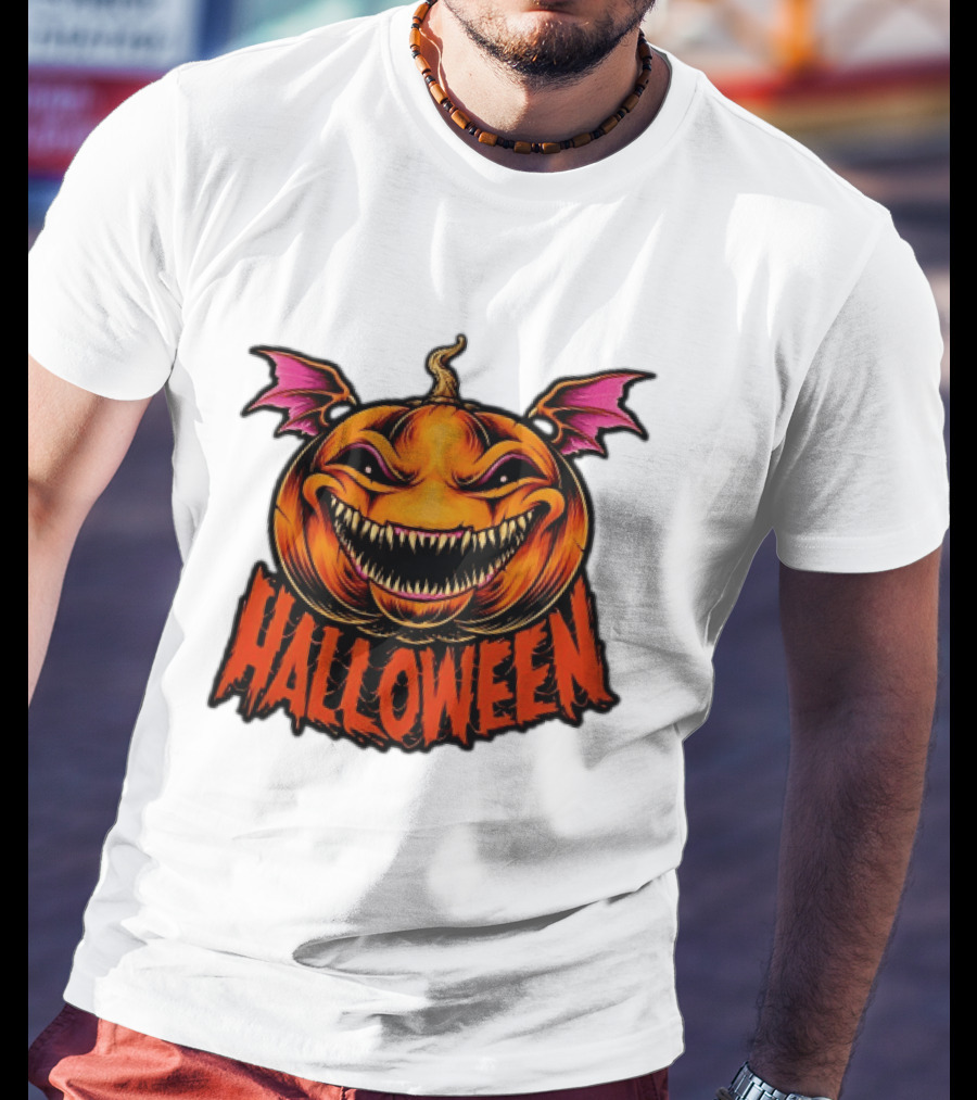 Halloween Bat Winged Jack O' Lantern Pumpkin T-Shirt