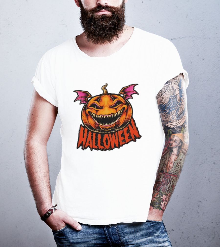 Halloween Bat Winged Jack O' Lantern Pumpkin T-Shirt