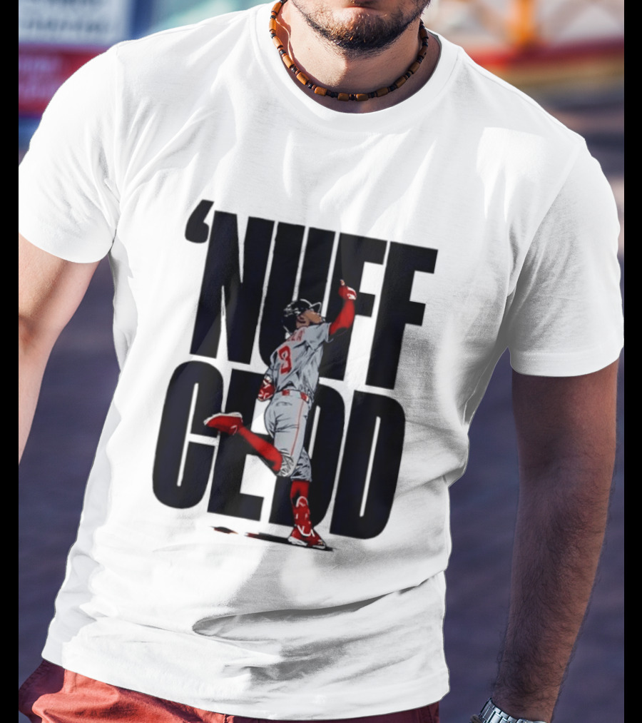 Nuff Cedd Baseball Player Number 9 Running Bases Pointing Up T-Shirt