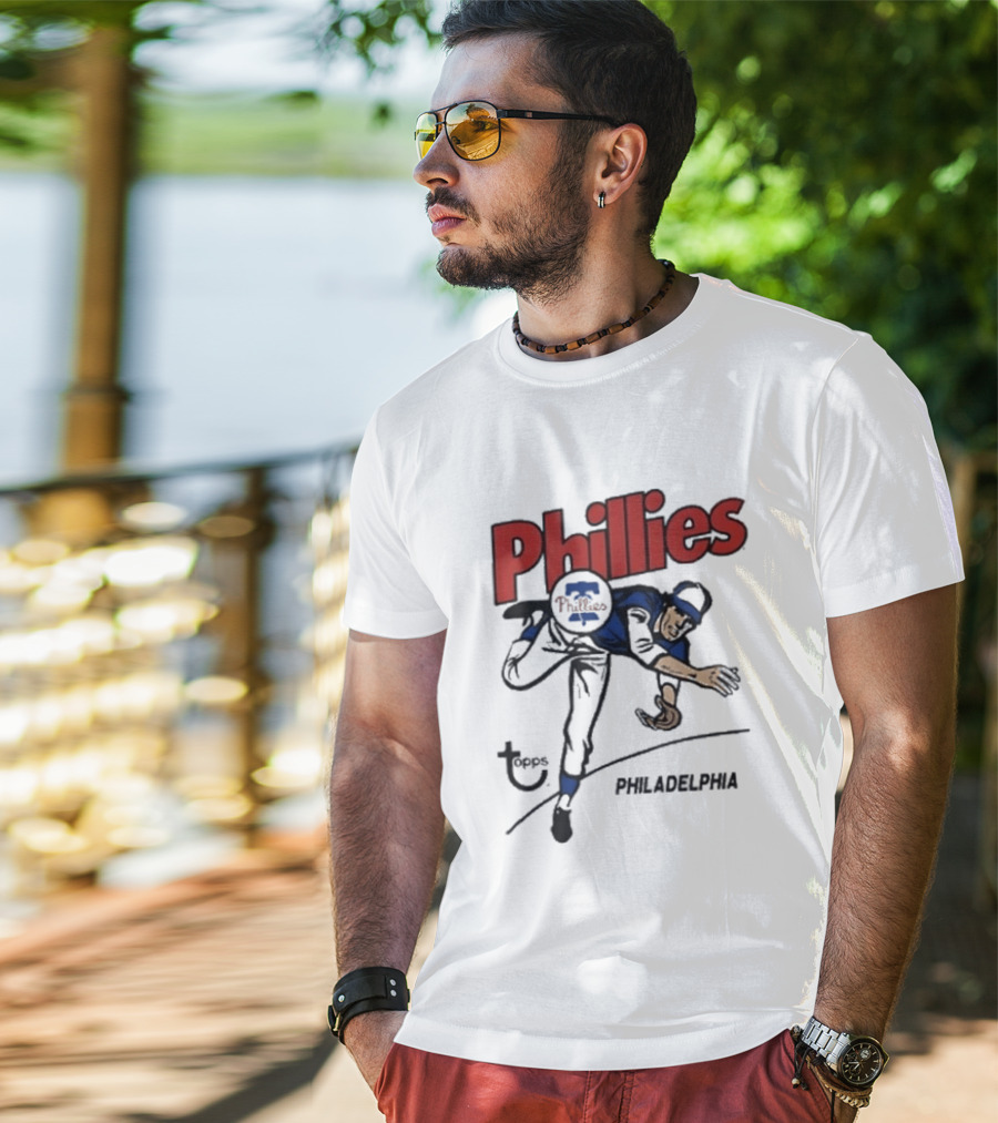 Topps Phillies Philadelphia Baseball Pitcher T-Shirt
