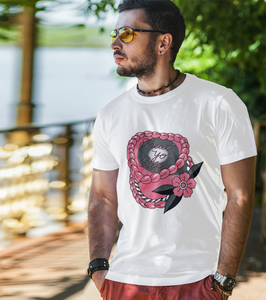 Treat Yo Self Floral Lei Parks And Recreation Pink Flower T-Shirt