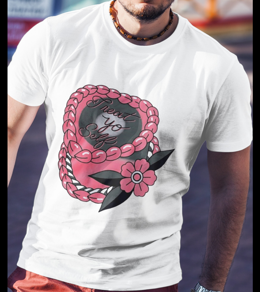 Treat Yo Self Floral Lei Parks And Recreation Pink Flower T-Shirt