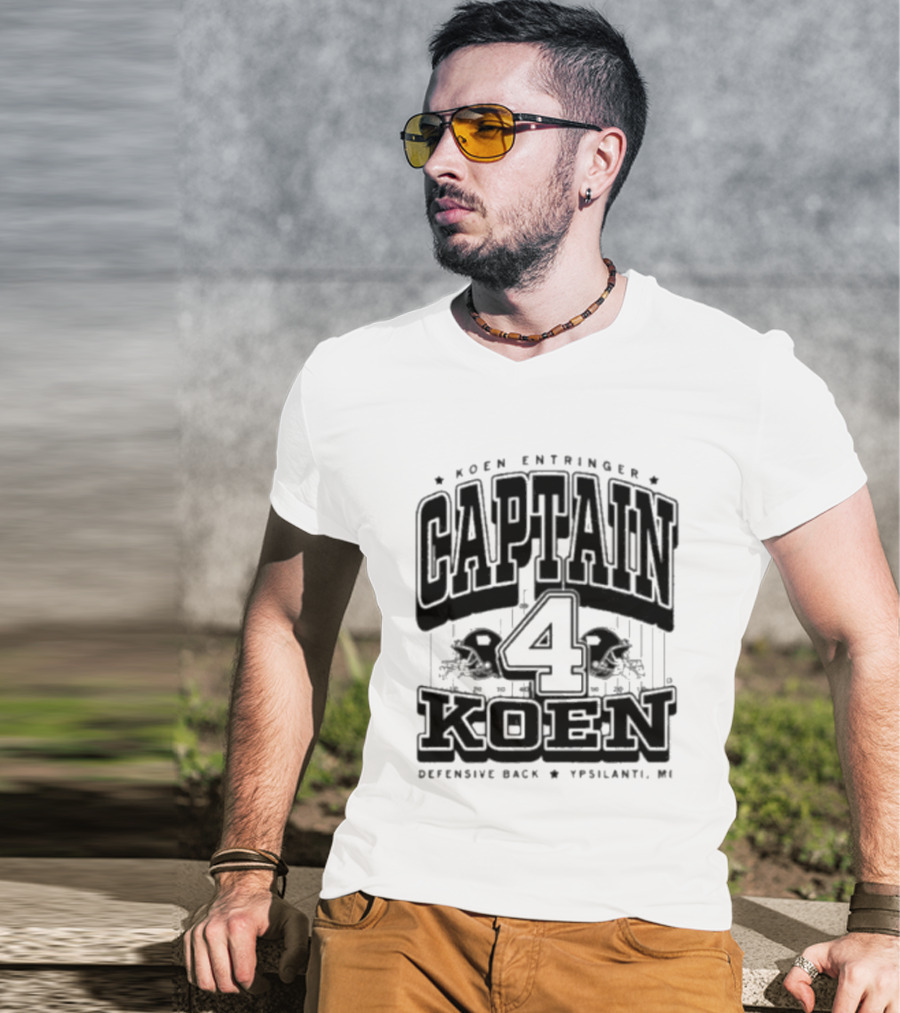 Koen Entringer Captain 4 Iowa Hawkeyes Defensive Back Ypsilanti MI T-Shirt