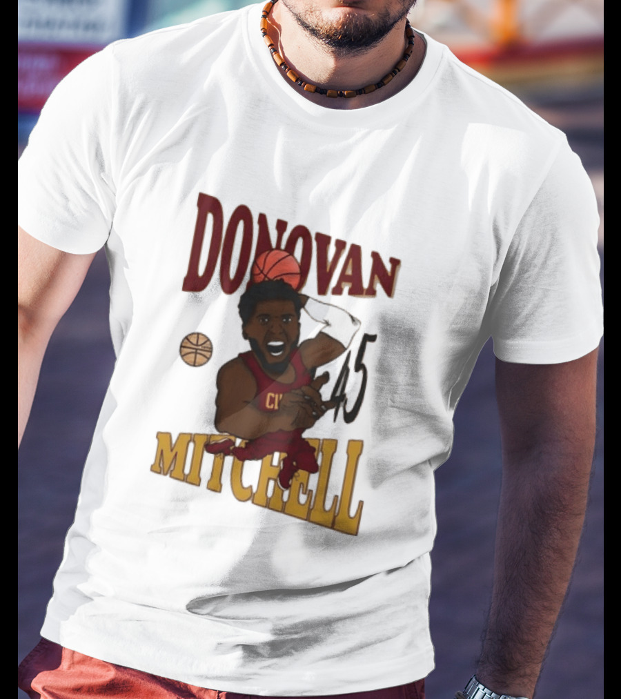 Donovan Mitchell Cleveland Cavaliers Basketball Number 45 Dunking T-Shirt