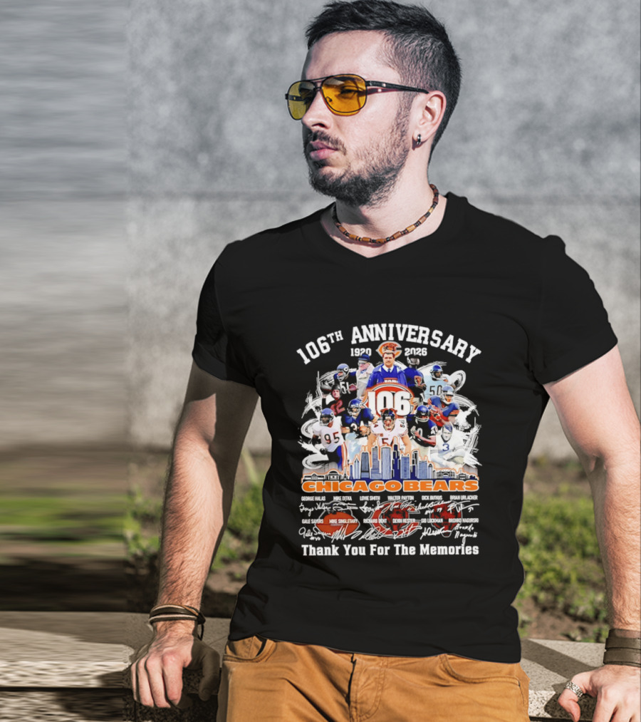 106th Anniversary Chicago Bears 1919 2025 Thank You For The Memories Mike Singletary Signatures T-Shirt