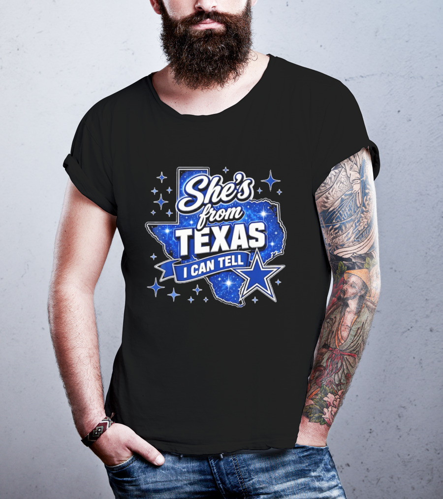 She's From Texas I Can Tell Star Blue Texas T-Shirt