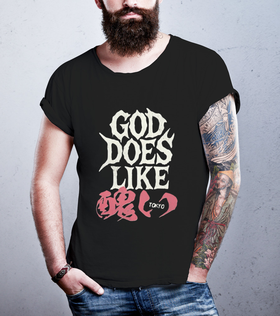 God Does Like Tokyo Japanese Kanji Soul Distressed T-Shirt