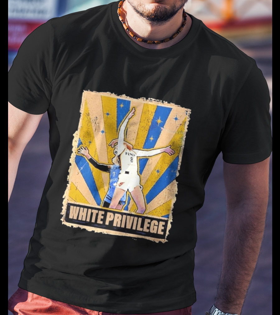 White Privilege Basketball Collision Moment Blue Yellow Starburst T-Shirt