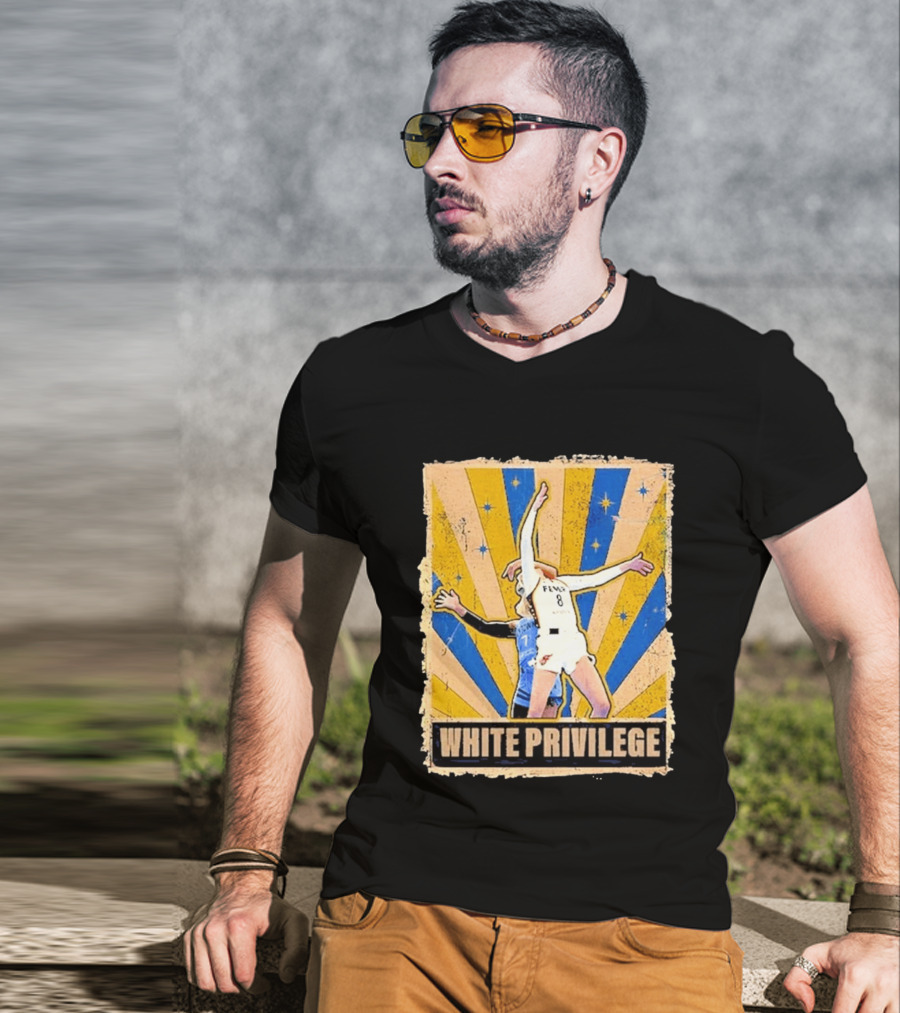 White Privilege Basketball Collision Moment Blue Yellow Starburst T-Shirt