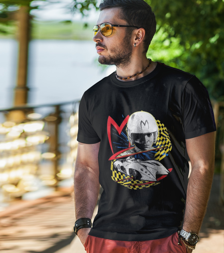 World Racing League WRL Speed Racer Mach 5 Checkered Flag Racing T-Shirt