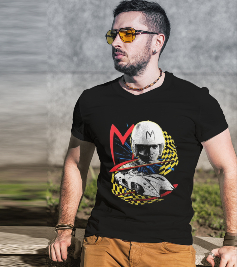 World Racing League WRL Speed Racer Mach 5 Checkered Flag Racing T-Shirt