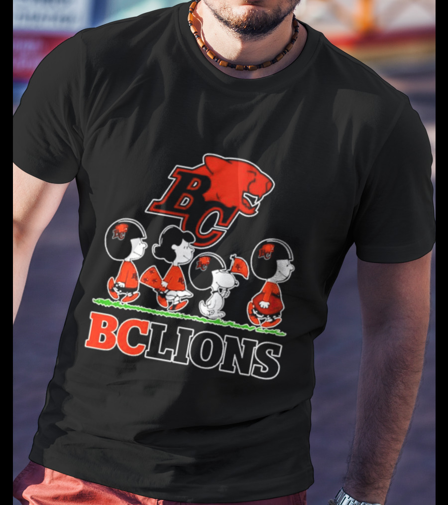 Peanuts Characters Collaboration With BC Lions CFL Team T-Shirt