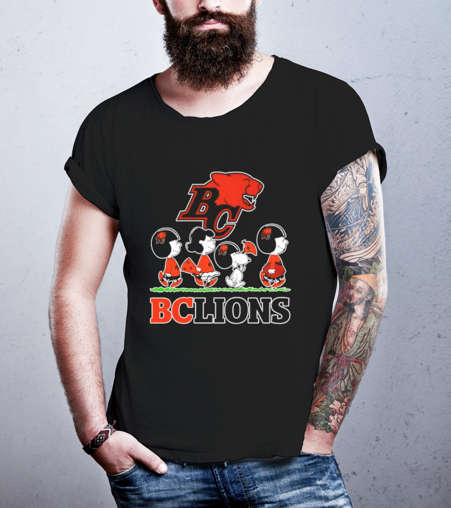 Peanuts Characters Collaboration With BC Lions CFL Team T-Shirt
