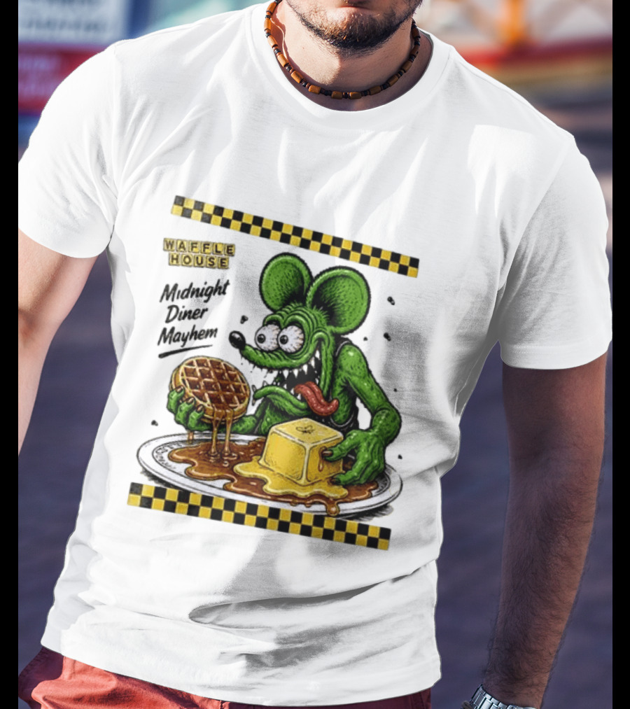 Rat Fink Waffle House Midnight Diner Mayhem Stay Golden T-Shirt