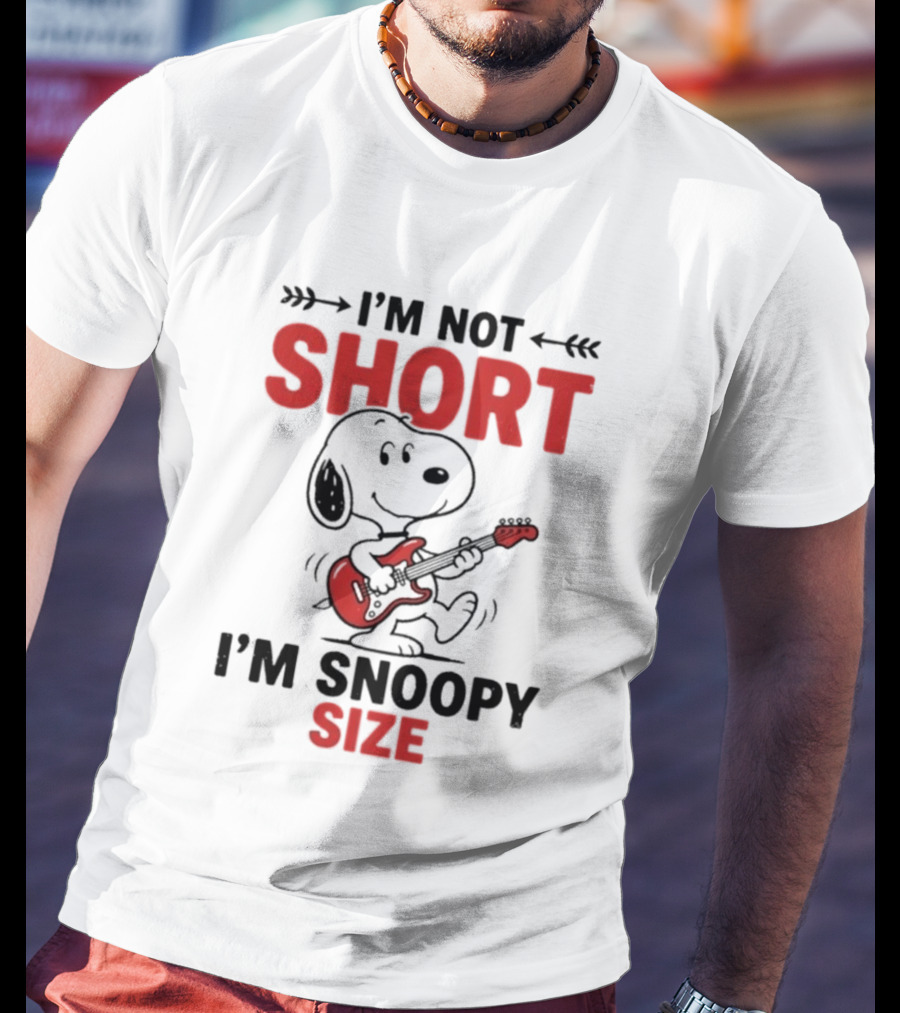 Snoopy Beagle Cartoon I'm Not Short I'm Snoopy Size Guitar Music T-Shirt