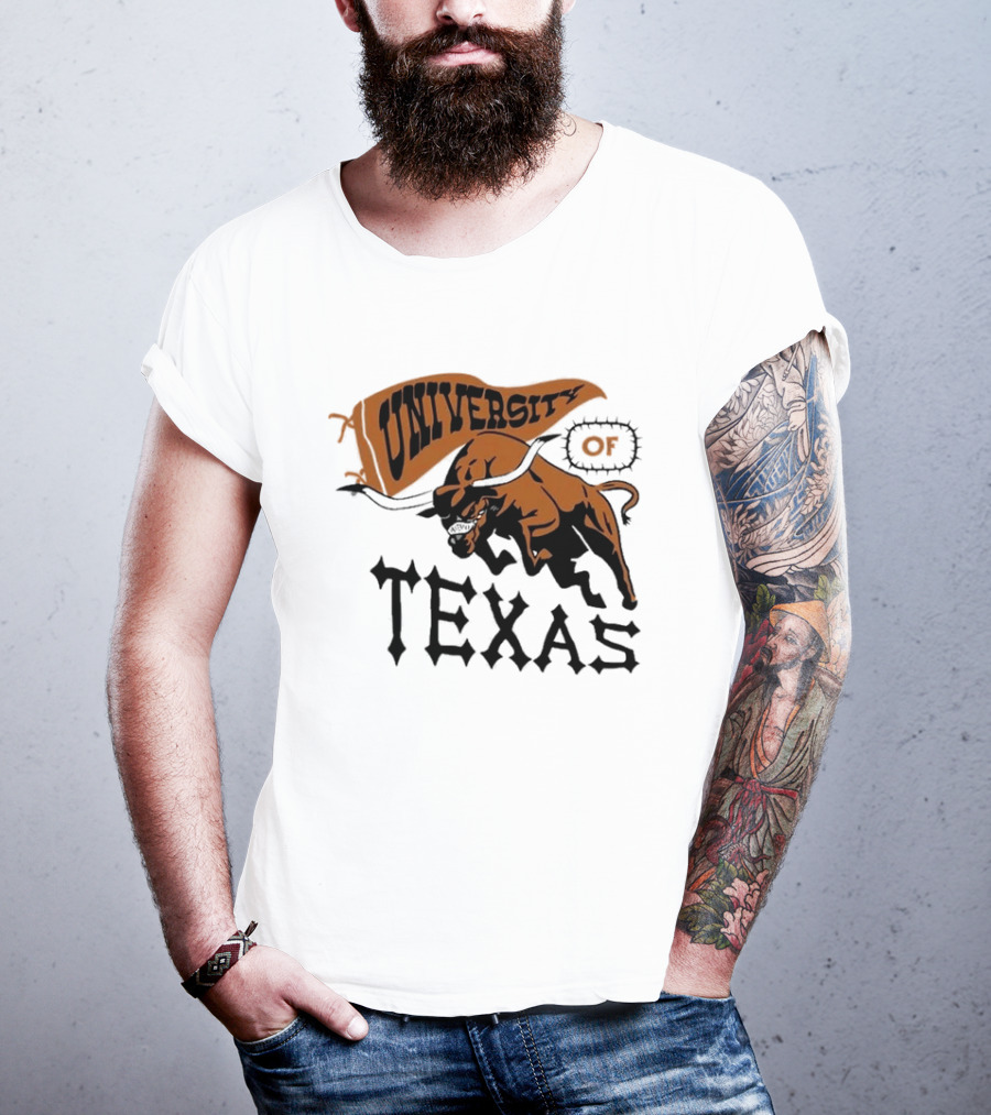 University Of Texas Longhorns Bull Mascot Banner T-Shirt
