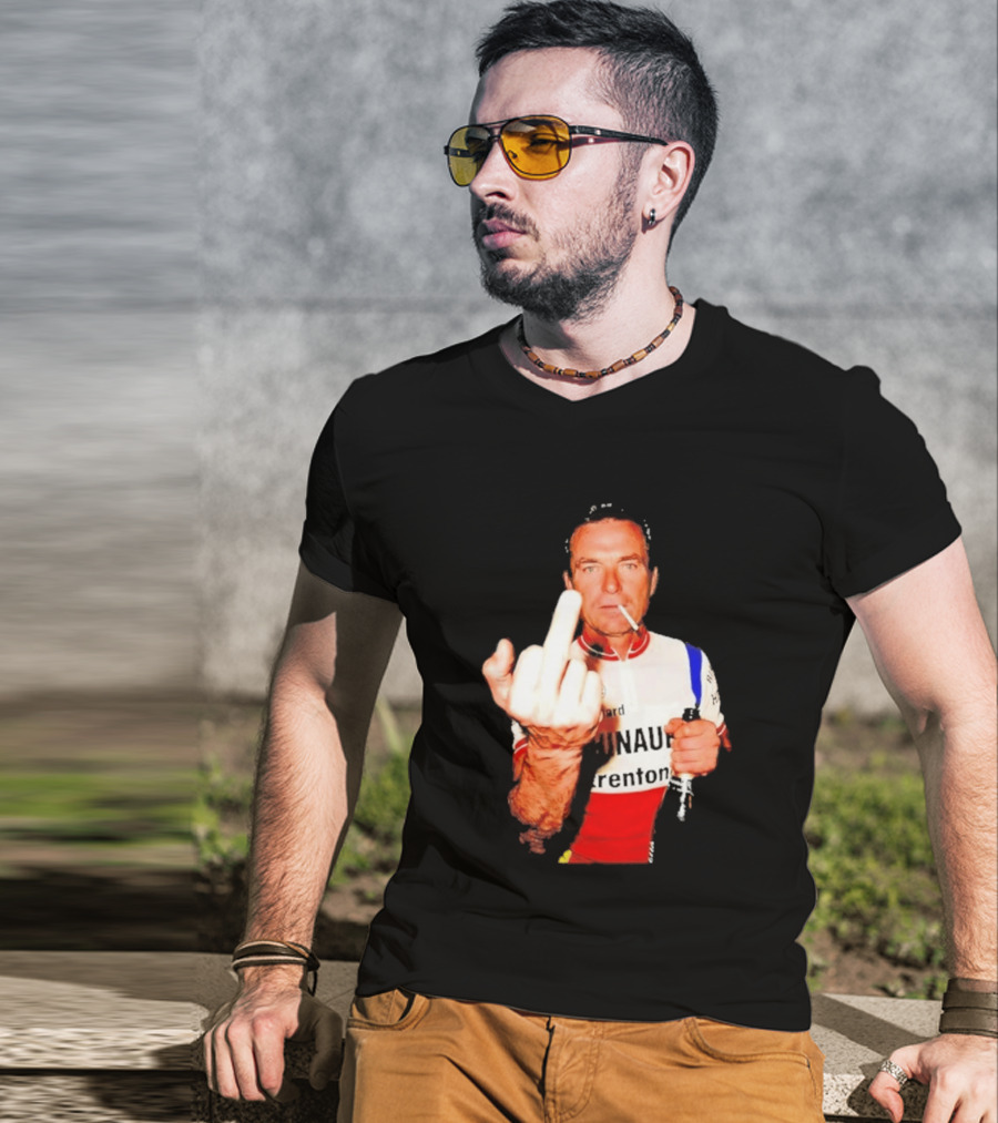 Bernard Hinault Tour De France Cigarette Beer Middle Finger T-Shirt