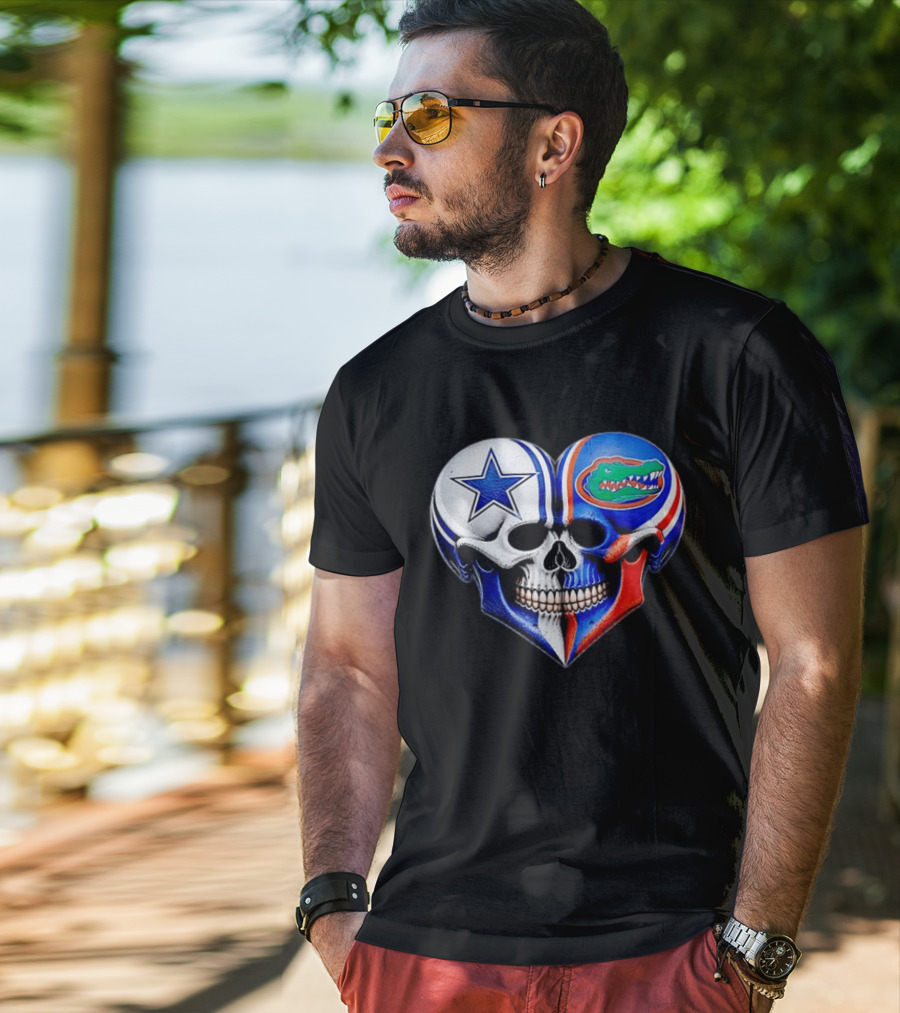 Dallas Cowboys Florida Gators Heart Skull T-Shirt