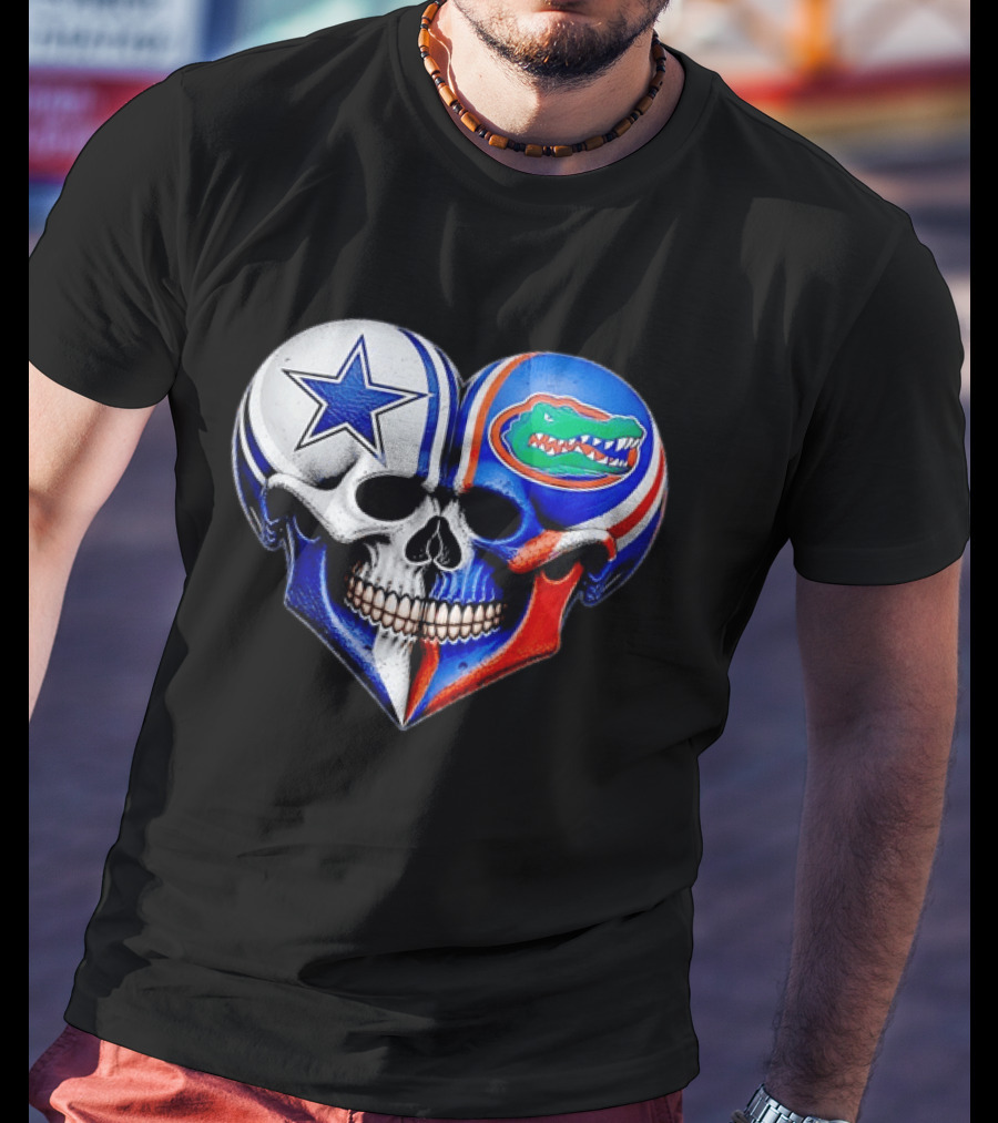 Dallas Cowboys Florida Gators Heart Skull T-Shirt