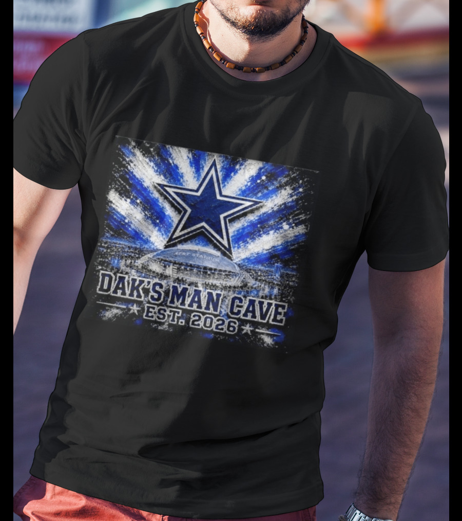 Dallas Cowboys AT&T Stadium Dak's Man Cave Established 2026 Starburst T-Shirt