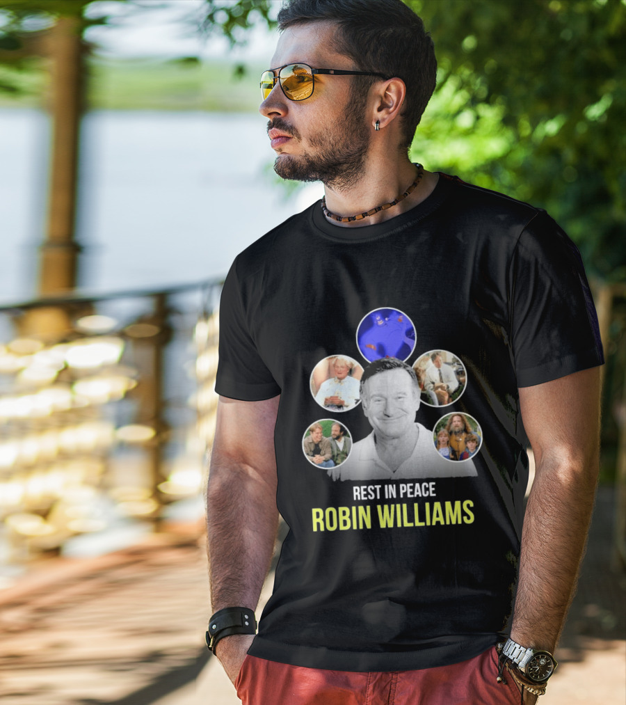 Rest In Peace Robin Williams Aladdin Genie Mrs. Doubtfire Jumanji Good Will Hunting T-Shirt