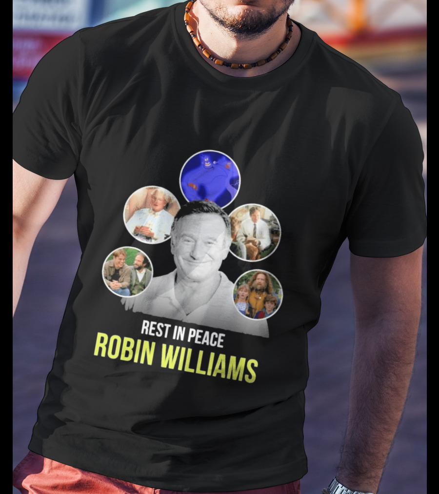 Rest In Peace Robin Williams Aladdin Genie Mrs. Doubtfire Jumanji Good Will Hunting T-Shirt