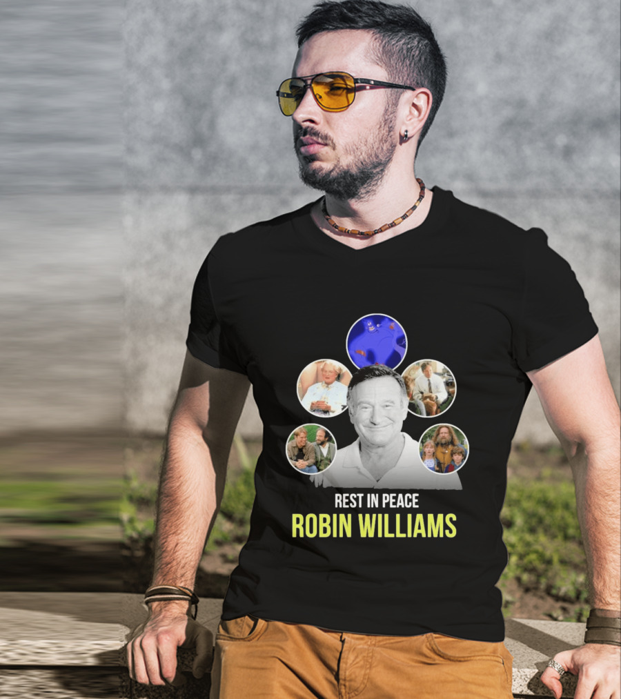 Rest In Peace Robin Williams Aladdin Genie Mrs. Doubtfire Jumanji Good Will Hunting T-Shirt