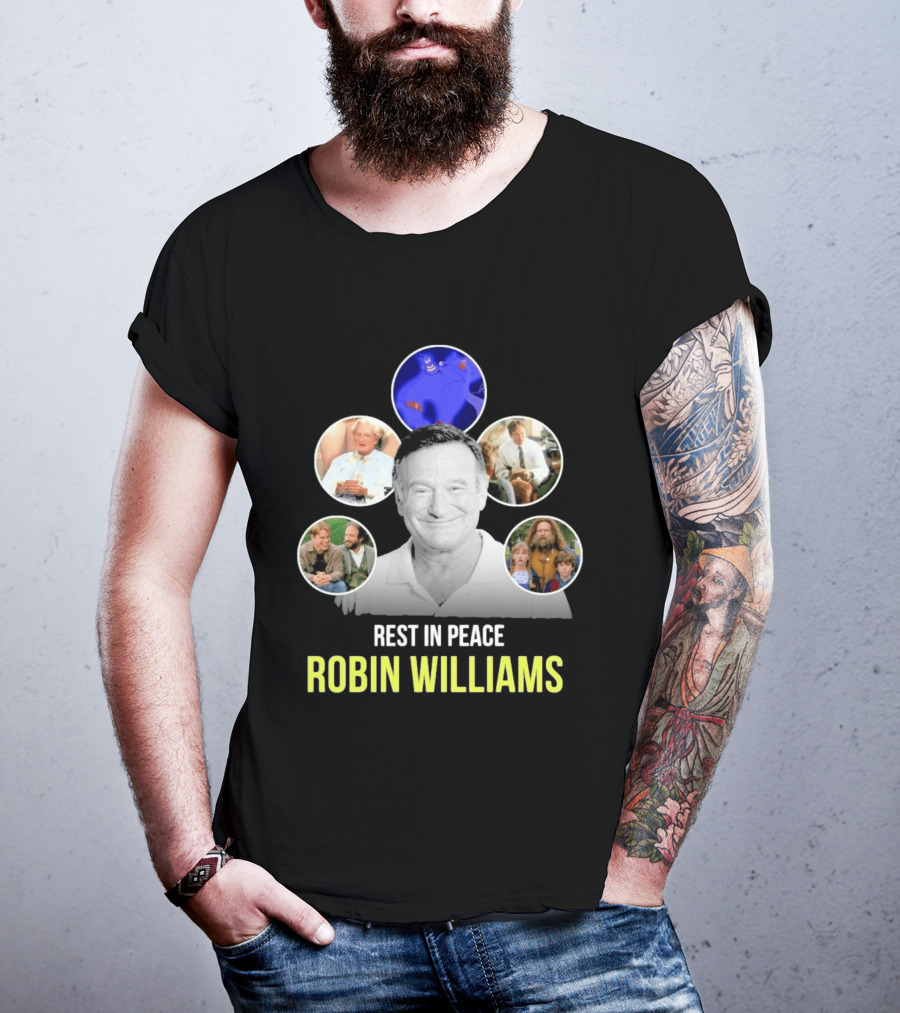 Rest In Peace Robin Williams Aladdin Genie Mrs. Doubtfire Jumanji Good Will Hunting T-Shirt