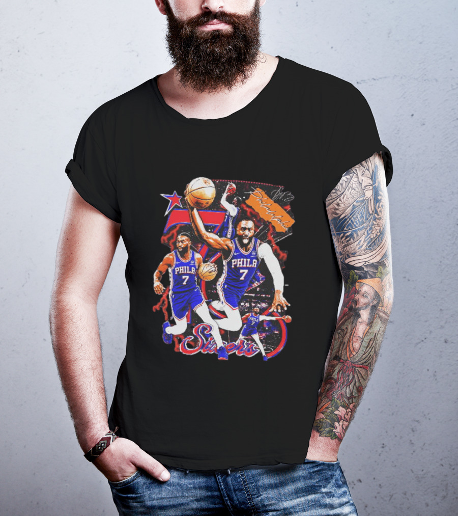 Tyrese Maxey Philadelphia Sixers Basketball Phila 7 NBA Player Action T-Shirt