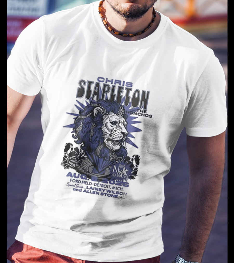 Chris Stapleton Detroit Lions August 2023 Ft The Honchos One Night Only T-Shirt