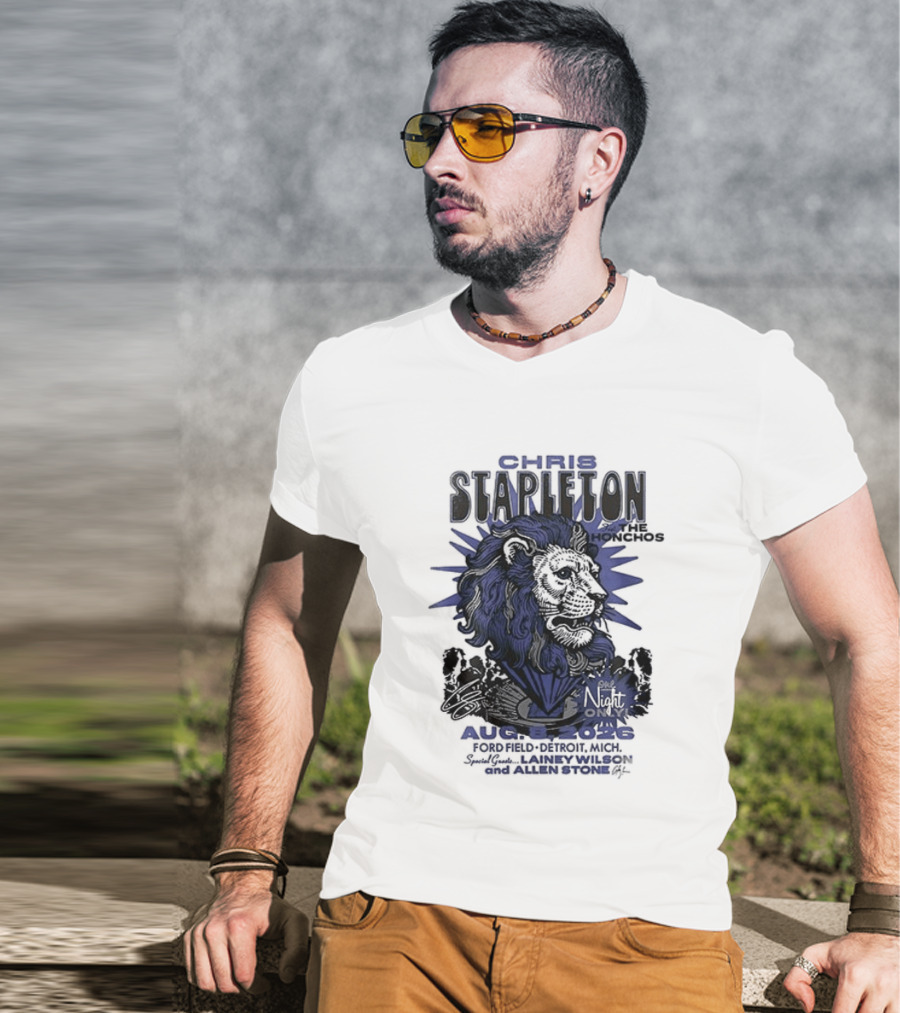 Chris Stapleton Detroit Lions August 2023 Ft The Honchos One Night Only T-Shirt