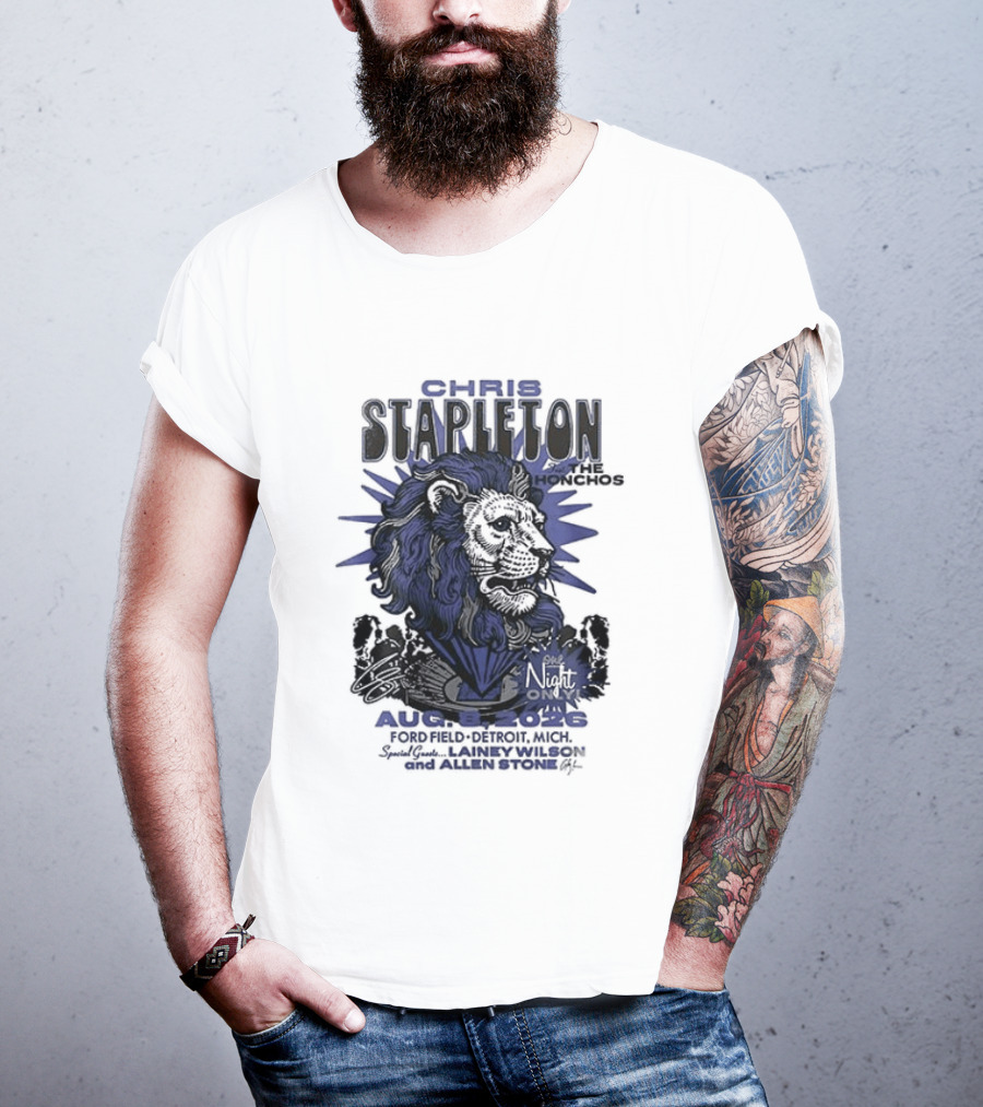 Chris Stapleton Detroit Lions August 2023 Ft The Honchos One Night Only T-Shirt