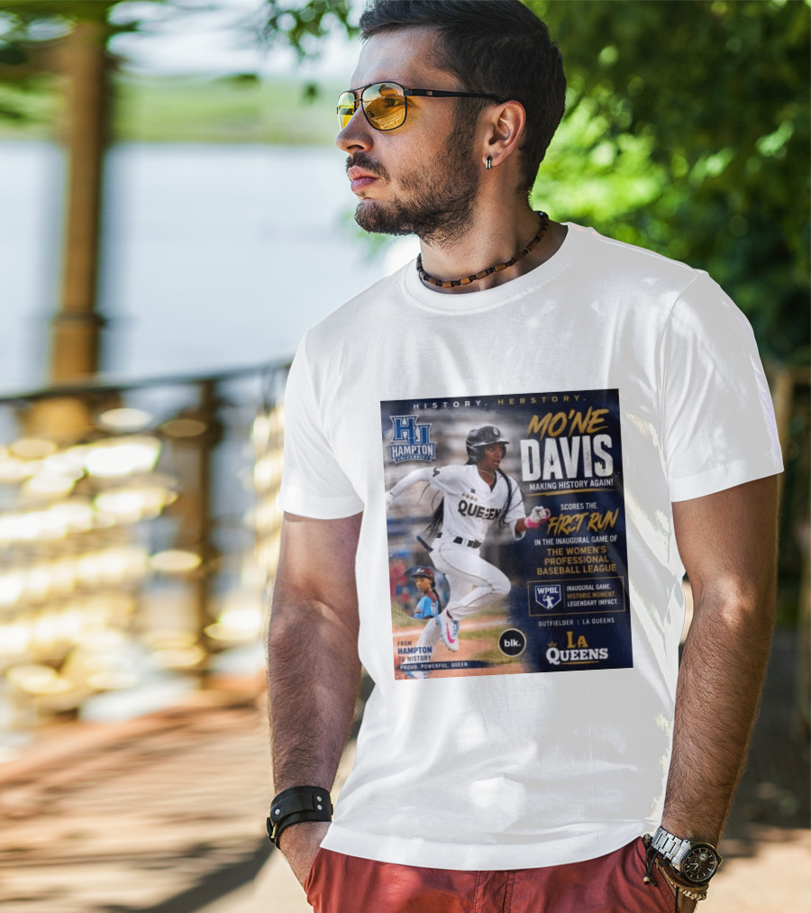 Mo'ne Davis First Run Inaugural Women's Professional Baseball League LA Queens Hampton History T-Shirt