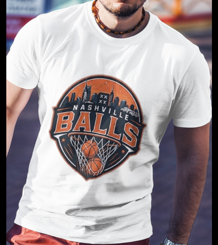 Nashville Balls Basketball Skyline Orange And Black T-Shirt
