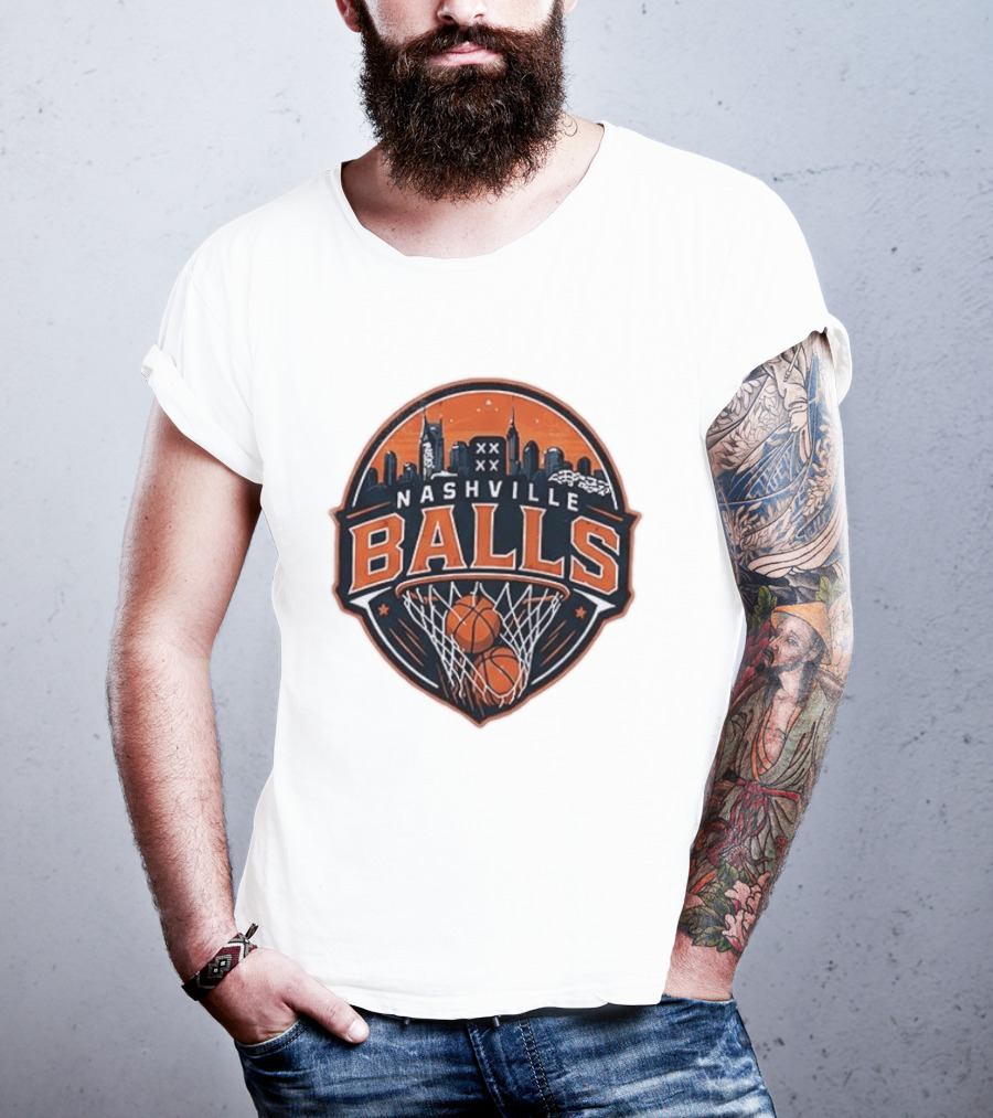 Nashville Balls Basketball Skyline Orange And Black T-Shirt
