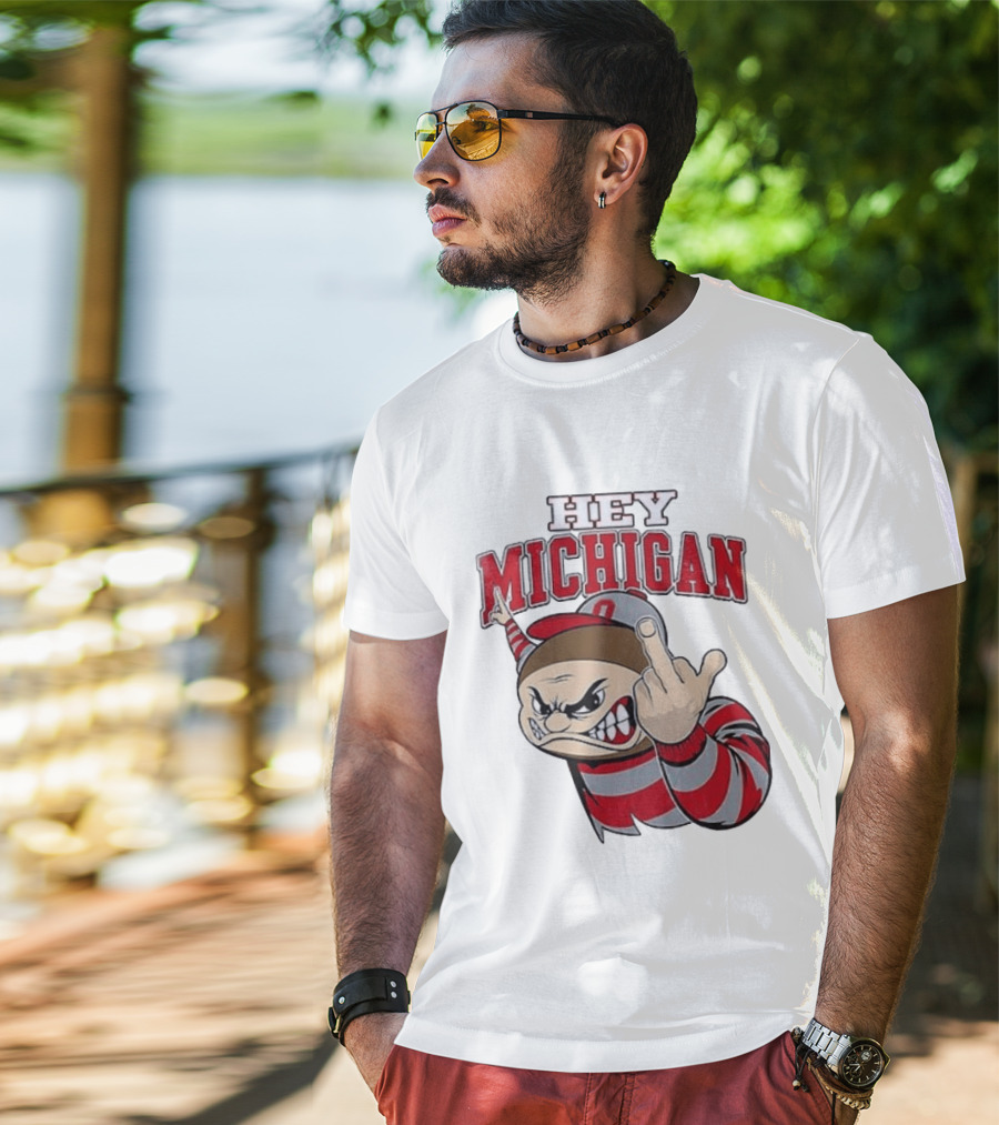Ohio State Buckeyes Hey Michigan Middle Finger T-Shirt