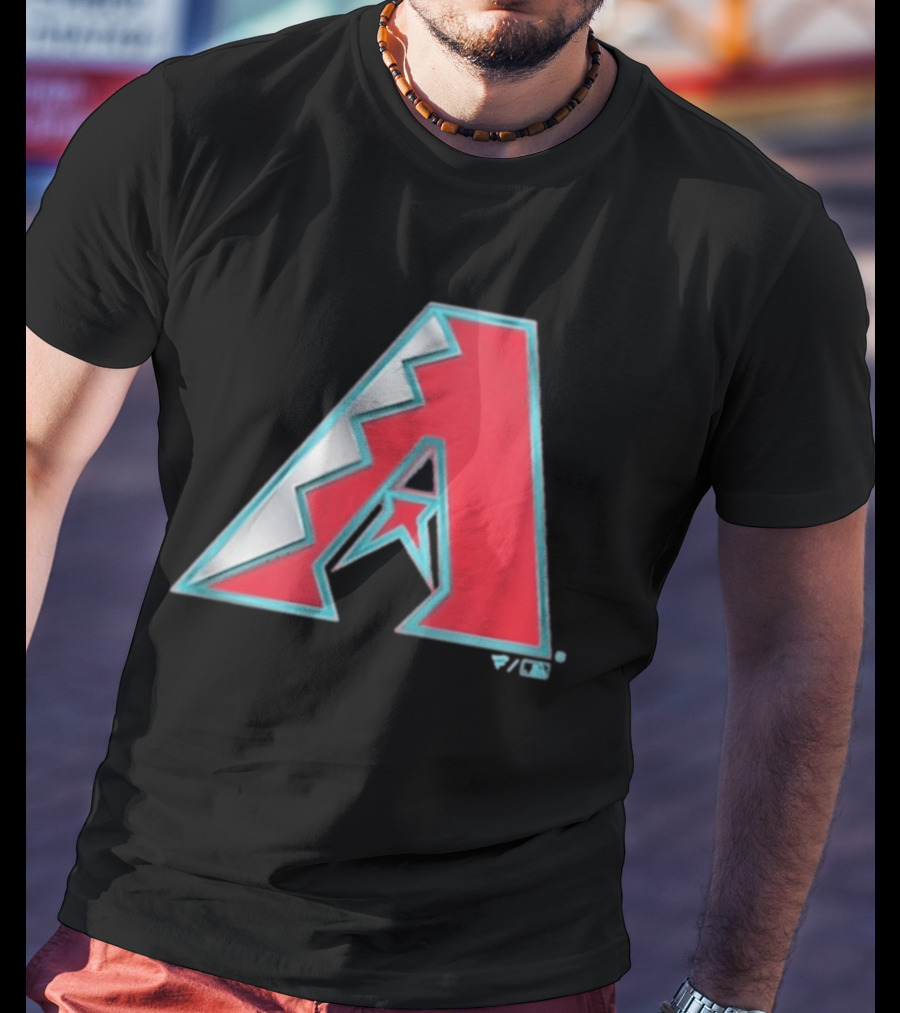 Arizona Diamondbacks Women's Metallic A Logo Red And Silver T-Shirt