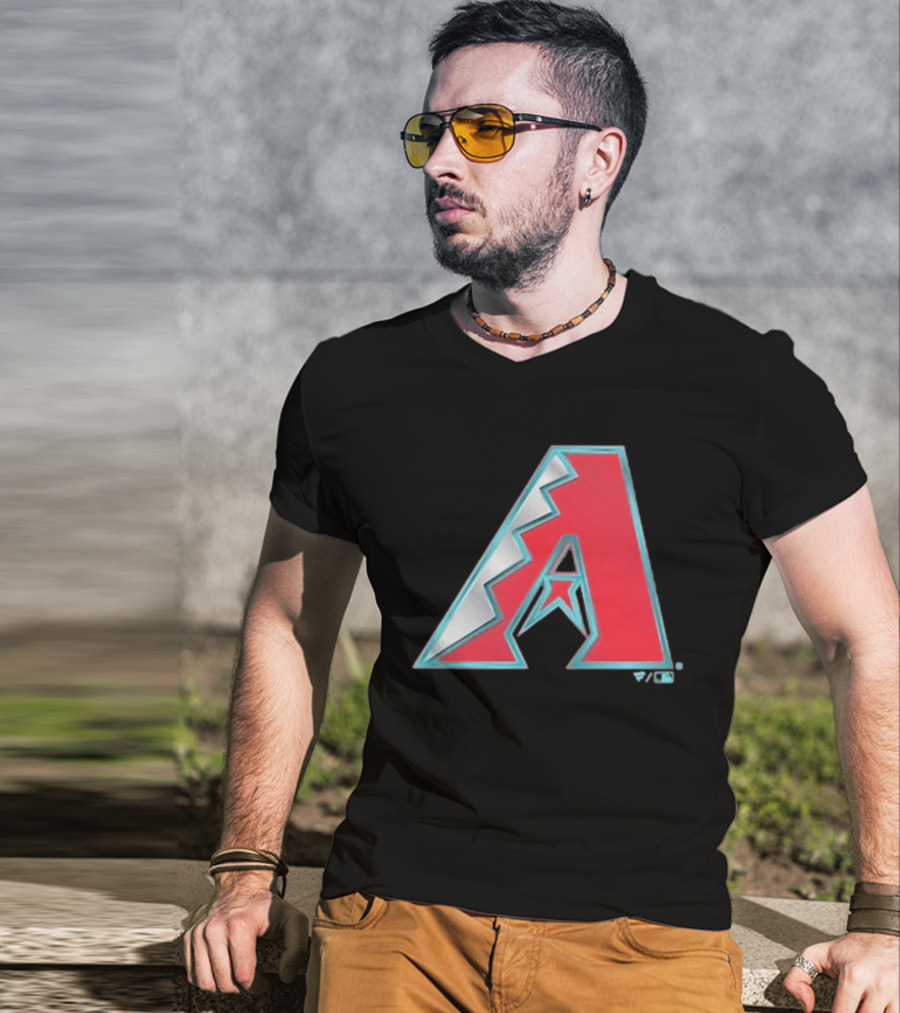 Arizona Diamondbacks Women's Metallic A Logo Red And Silver T-Shirt